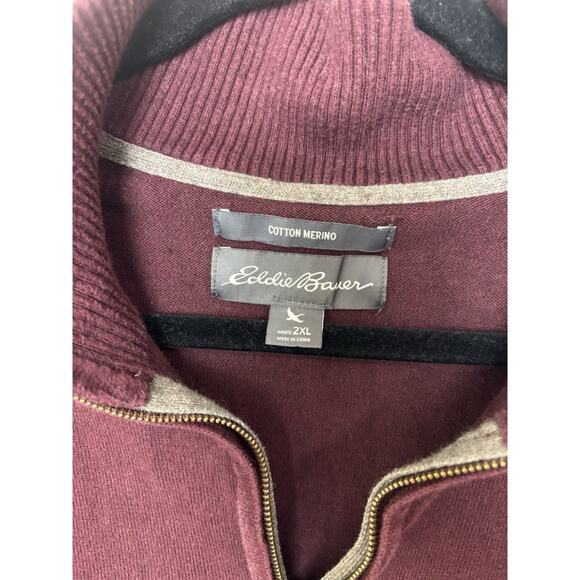 Eddie Bauer Men’s Merino Wool Blend Quarter Zip Sweater Size 2XL Henley Casual - Picture 6 of 7